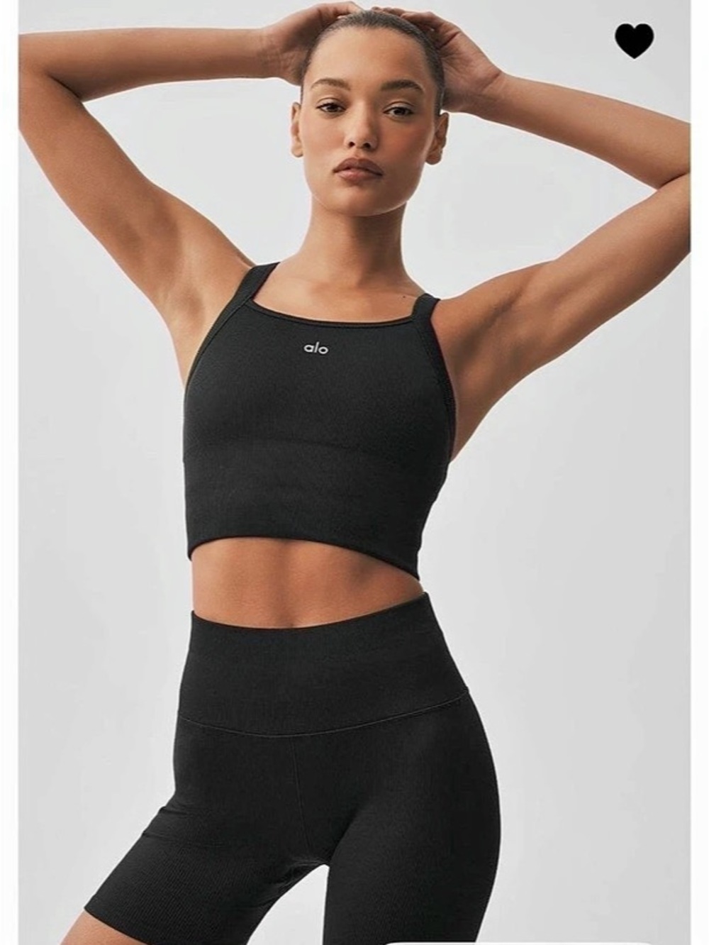 Alo Seamless Ribbed Favorite Bra Tank Black Ribbed Crop Tank NWT
